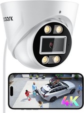 4K PoE IP Security Camera 2.7mm Lens with Night Vision 2 Way Talk Power Adapter