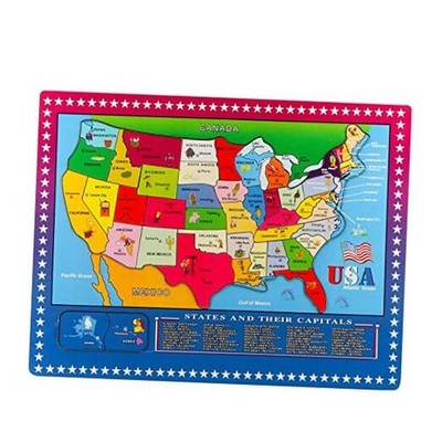 Wooden USA Map Puzzle, 46 Pieces US Map Puzzle for Kids, Educational Geography