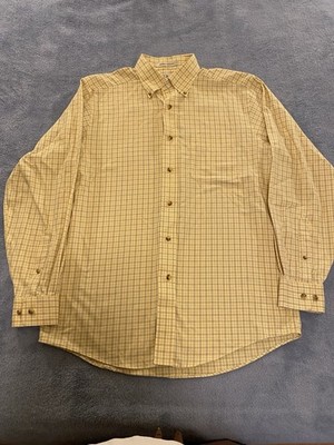 LL Bean Signature Yellow Flannel Button Shirt Small Regular Slim Fit Warm Thick