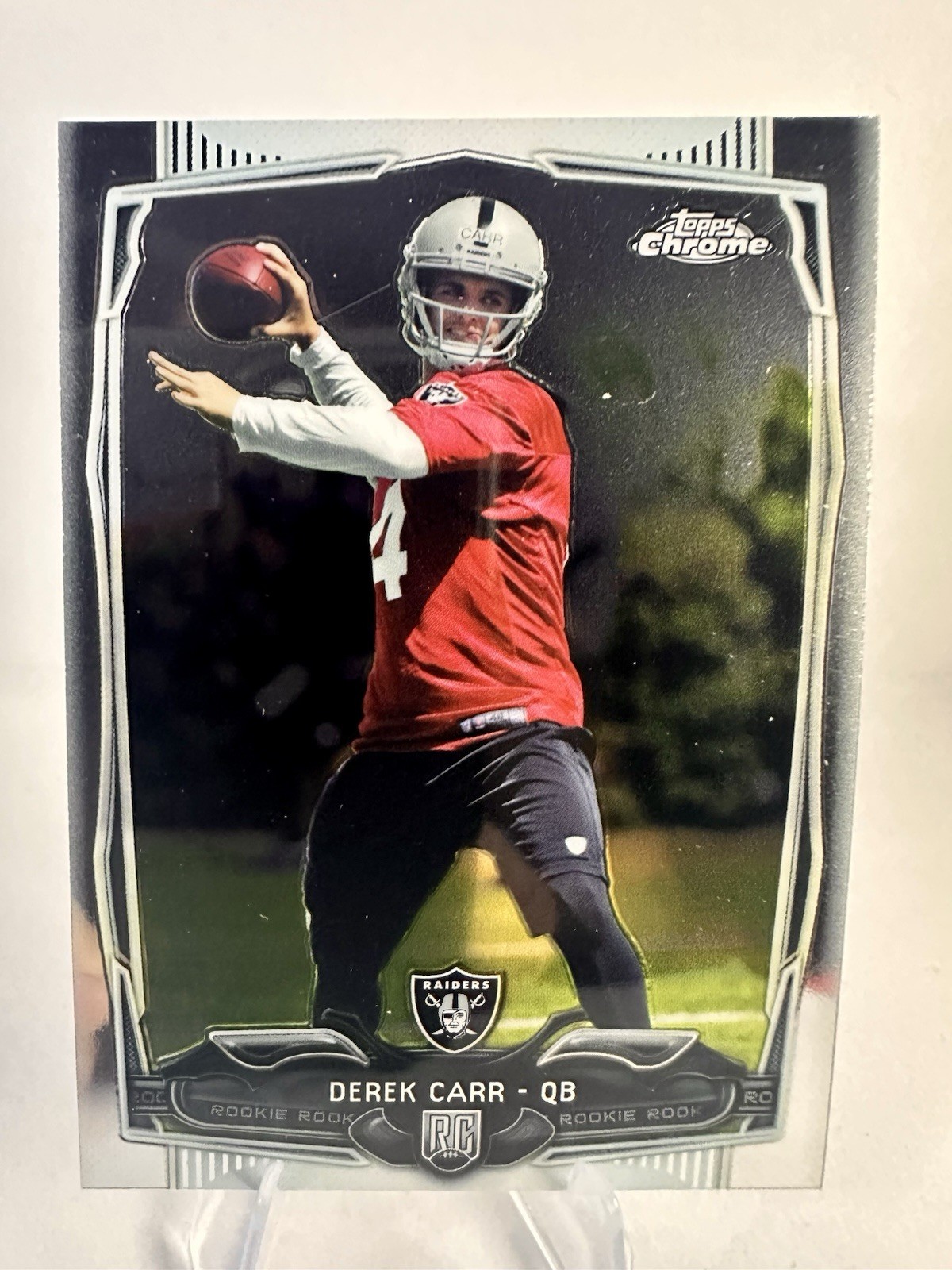 2014 Topps Chrome - Derek Carr #115 with Ball (RC) Oakland Raiders QB Rookie NFL