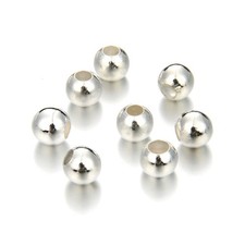 200pcs 4mm 0.16 Inch Small Tiny Smooth Loose Round Spacer Beads 4mm, Silver