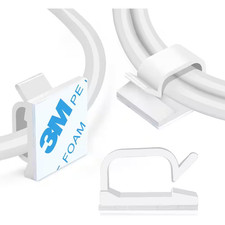 Adhesive Cord Clips 5/8 White 60-Piece Cable Management Staples for Desk Car Wal