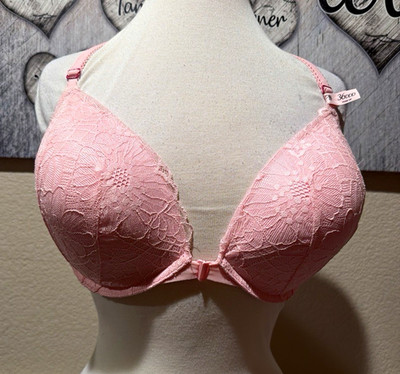 Victoria's Secret Pink Floral Lace Push-Up Underwire Racerback Bra 36DDD