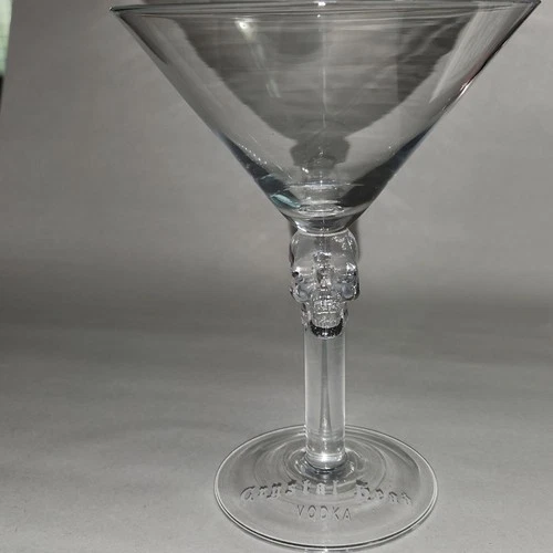 Crystal Head Skull Vodka Dan Aykroyd Promotional Etched Martini Cocktail Glass