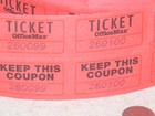 OPEN RED OfficeMax DOUBLE STUB RAFFLE TICKET SHORT ROLL 1900 TICKETS ...