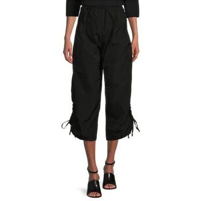 BRYN WALKER NWT ($180) Black Memory Crunch Side-Ruched Pants XL
