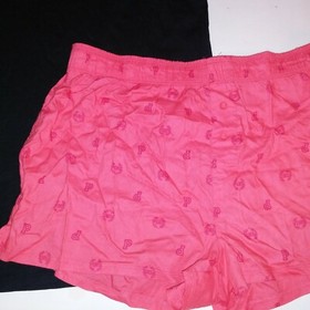 Victoria Secret PINK Pajama Set Small Shorts & T Shirt Black Orange Logo Print  