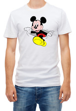 Mouse Mickey Mouse torn effect  Short sleeve White Men T shirt K267