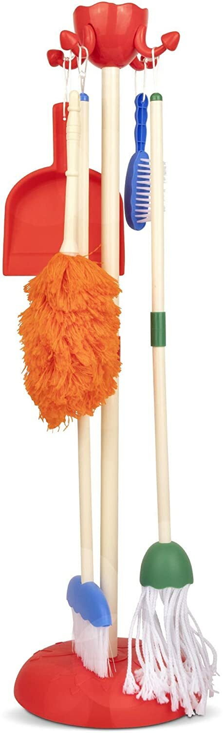Playkidz 6Pcs Cleaning Role Set - Includes Mop, Brush, Broom, Dustpan etc