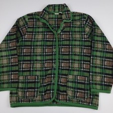 Vintage 90s Cherokee Fleece Plaid Green Barn Jacket Vtg Rare Outdoor Country Usa