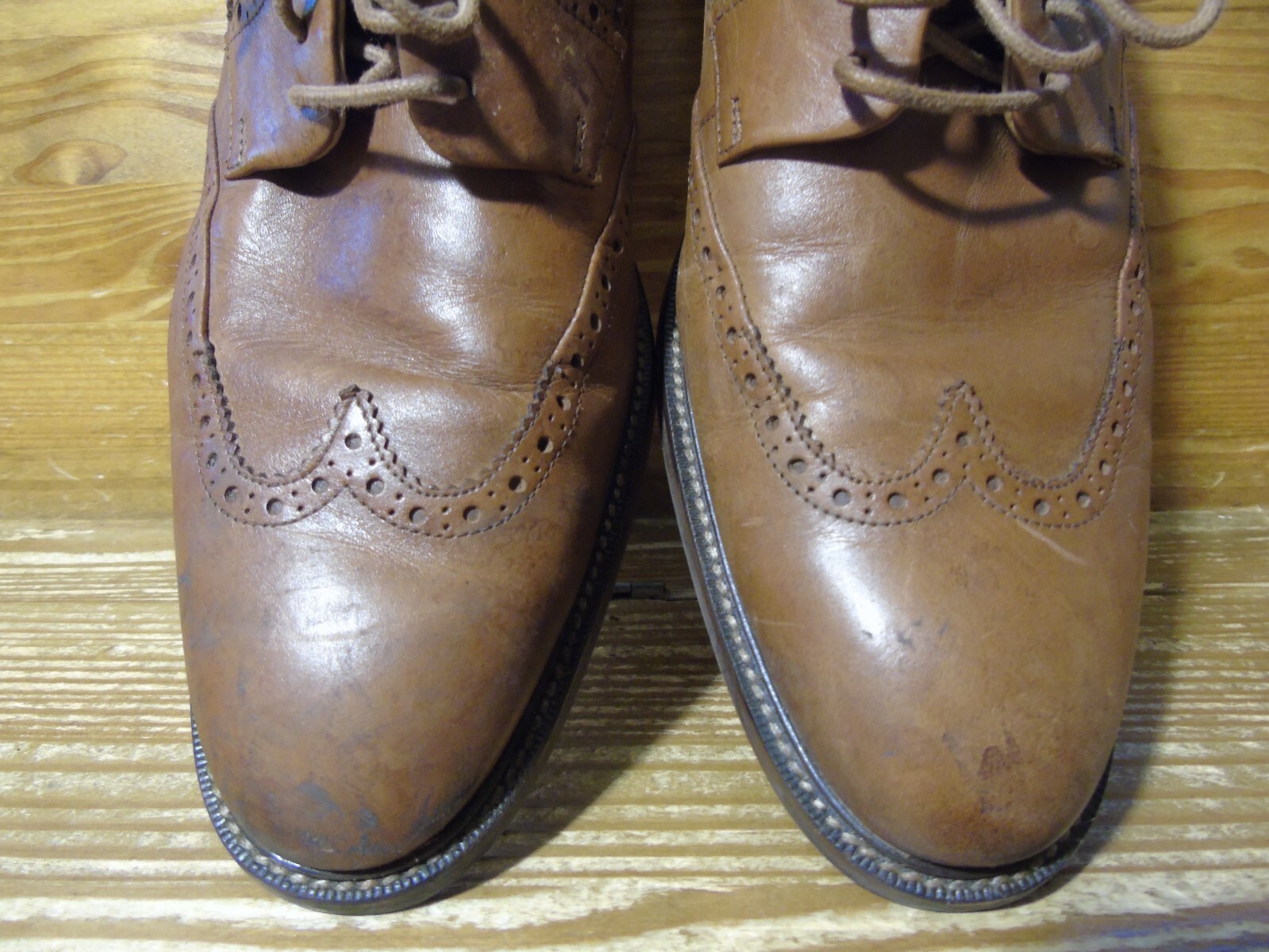 SAOLA Scarpe eleganti Cole Haan Grand OS in pelle marrone con punta alare da uomo taglia 9 1 2 M C20322