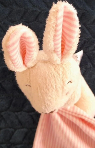 M&S Pink Bunny Rabbit Comforter Blanket Blankie Doudou Stripes 07180187 - Picture 5 of 8