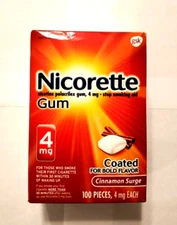 New Nicorette Cinnamon Surge Nicotine Gum 4mg - 100 Count Exp 12/2027