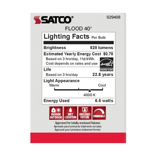 12 Pack Satco S29408 LED 120V 6.5W Watt =50W PAR20 Medium E26 4000K Cool White - Picture 10 of 14
