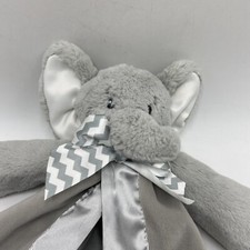 Bearington Baby Elephant Lovey /plush /Security Blanket Plush Satin Gray