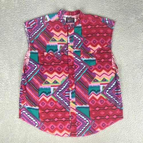 Vintage Panhandle Slim Shirt Mens XL Western Sleeveless Aztec Button Up - Picture 1 of 11