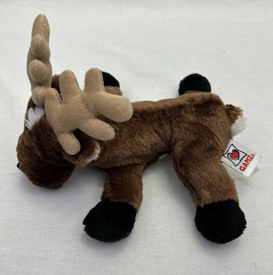 Brinquedo de pelúcia Ganz renas macio animal de estimação 9" marrom branco Webkinz sem código - Imagem 4 de 4