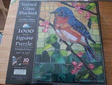 SunsOut Stained Glass Bluebird 1000 Piece Jigsaw Puzzle By Cynthie Fisher
