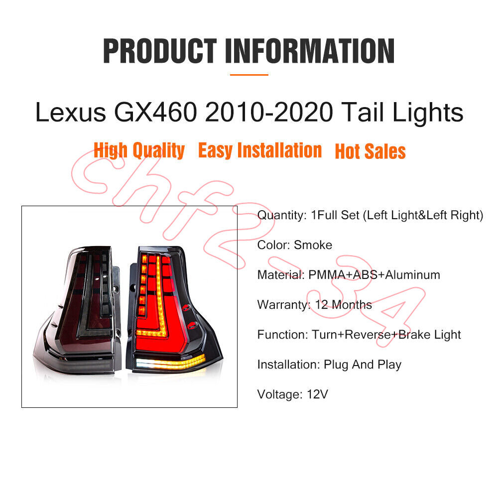 Fits For Lexus GX460 2010-2020 Clear Tail Lights Sequential