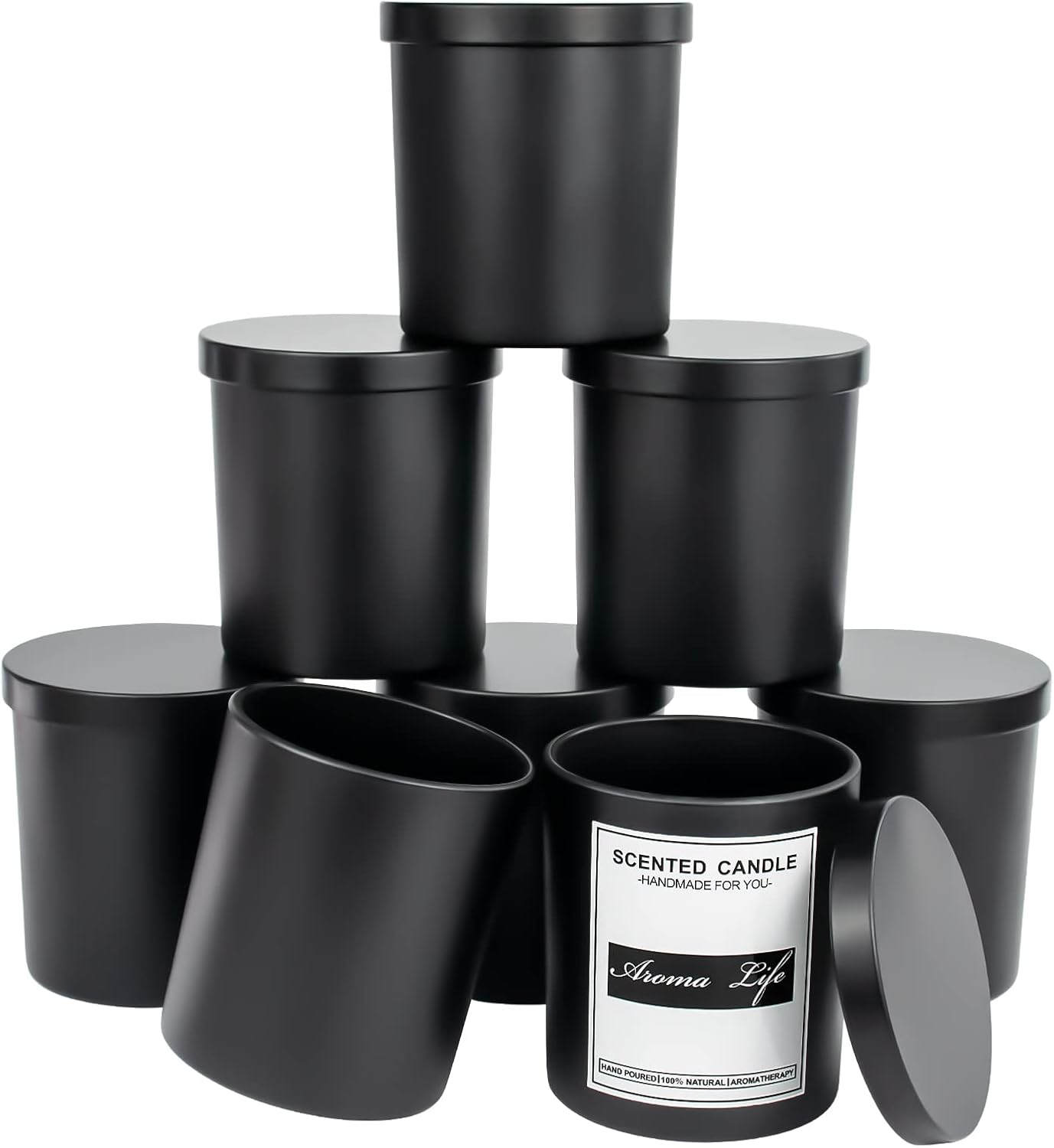 10Oz, 8 Pack Thickened Glass Candle Jars with Metal Lids, Candle Containers, Can