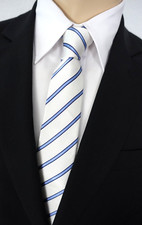 NEU - Bastiano Brentani Anlass / Business Krawatte - blau-wei&szlig; gestreift - Seide