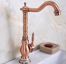 Antique Red Copper Single Hole Bathroom Sink Faucet One Handle Mixer Tap znf643