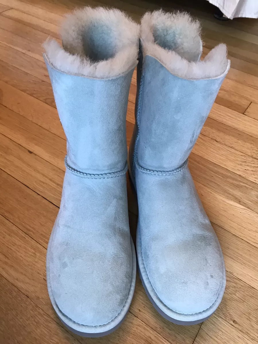 UGG BAILEY BUTTON BLING ICE BLUE BOOT US 9 EU 40 UK 7.5 Swarovski Crystal