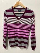 TM016 NWT TOMMY HILFIGER V NECK STRIPE WOMEN SWEATER SIZE XS 59.50