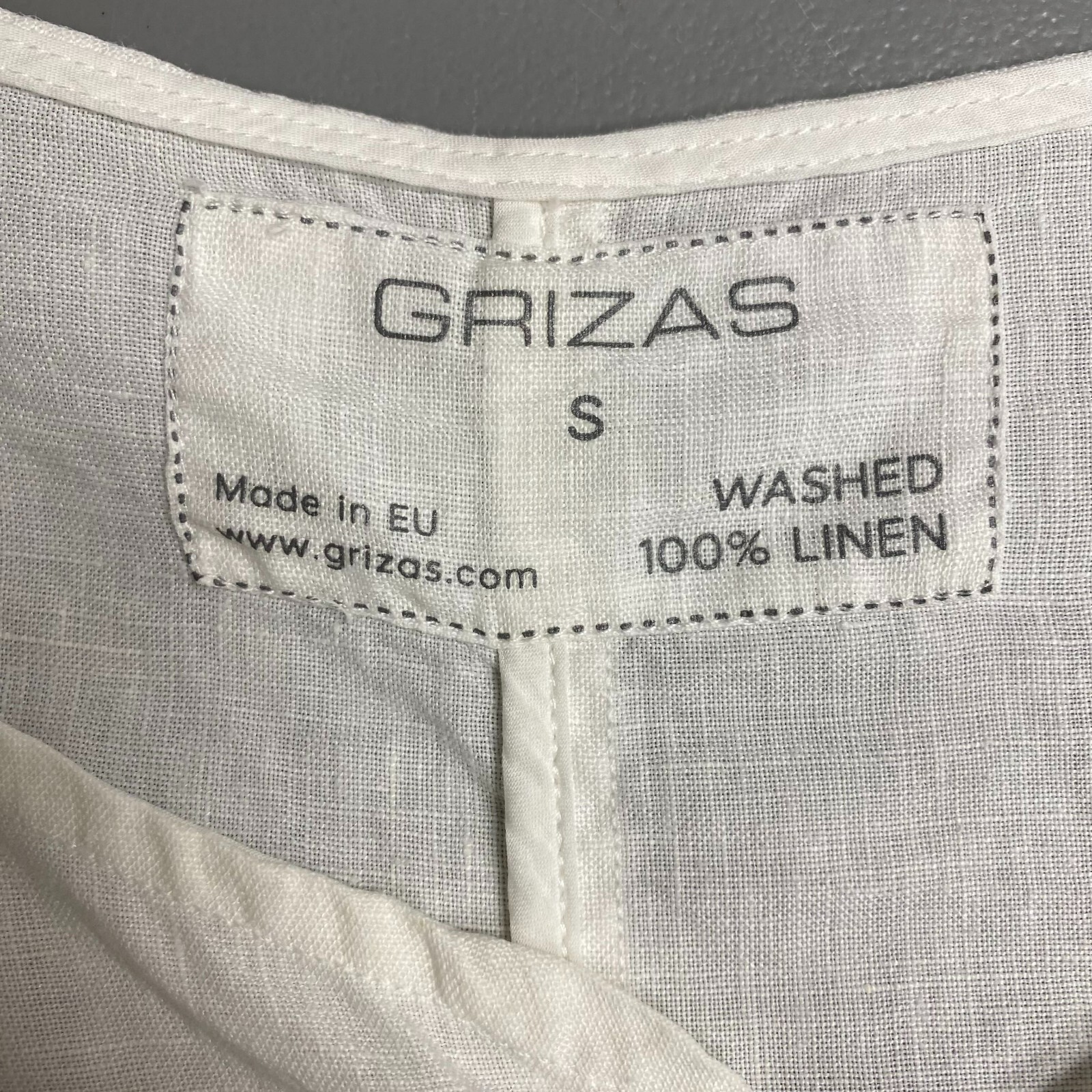 Grizas Womens Off White Long Sleeve Pocket V-Neck Washed Linen Shift Dress S thumbnail 7