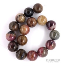 16 Genuine Natural Mixed / Multi Tourmaline Round Beads 11.2mm - 11.6mm #24019