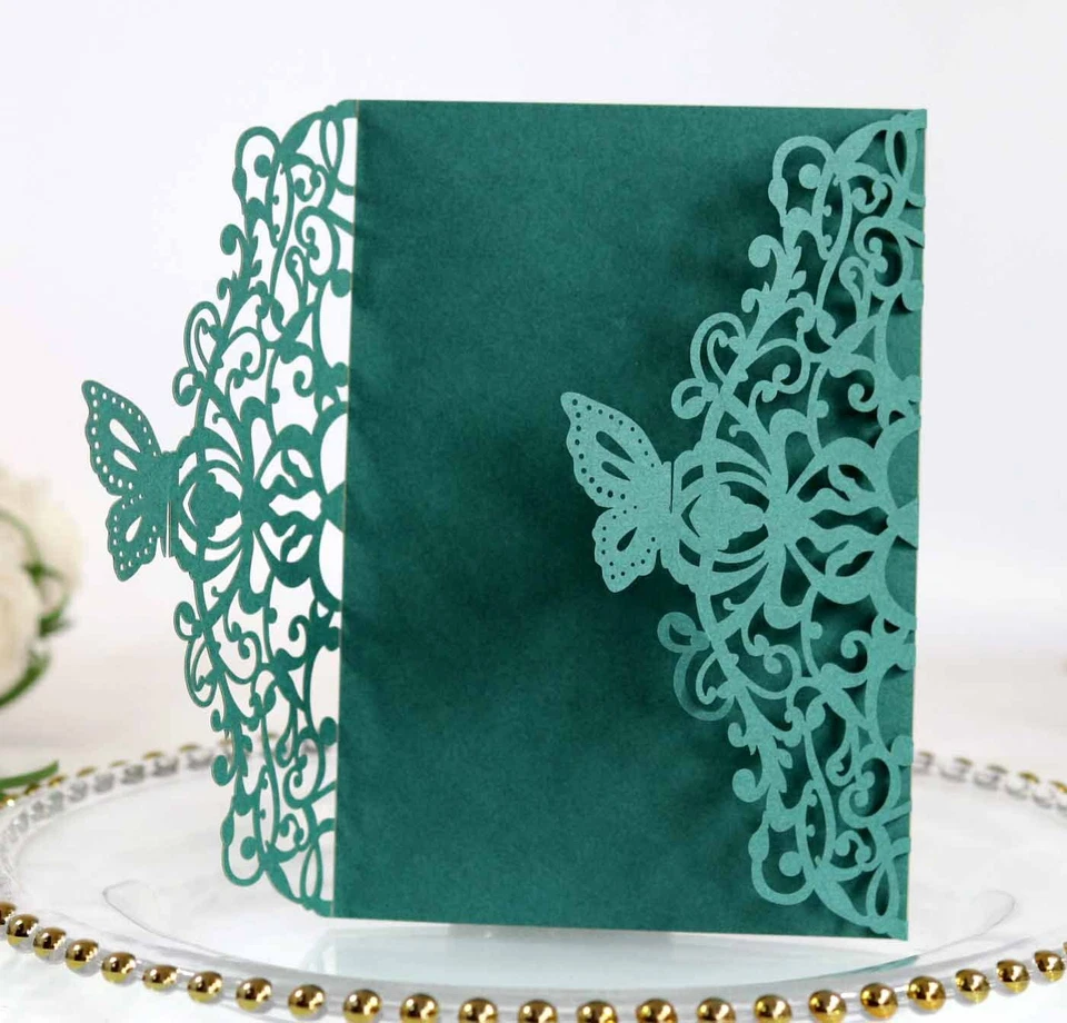 Tarjetas de felicitación de boda de perlas huecas cortadas con láser Foto 4 de 4