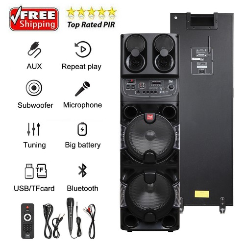 Portable Subwoofer Karaoke LED AUX MIC 