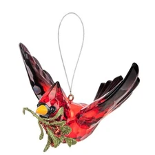 Ganz Krystal Collection, Acrylic Holiday Christmas Ornament, Cardinal In Flight
