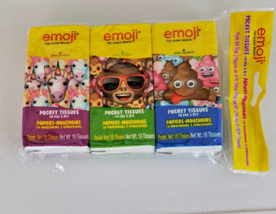 3 Packungen TASCHENTASCHENTÜCHER EMOJI 3-lagig 10 WEISSE TASCHENTÜCHER IN JEDER PACKUNG