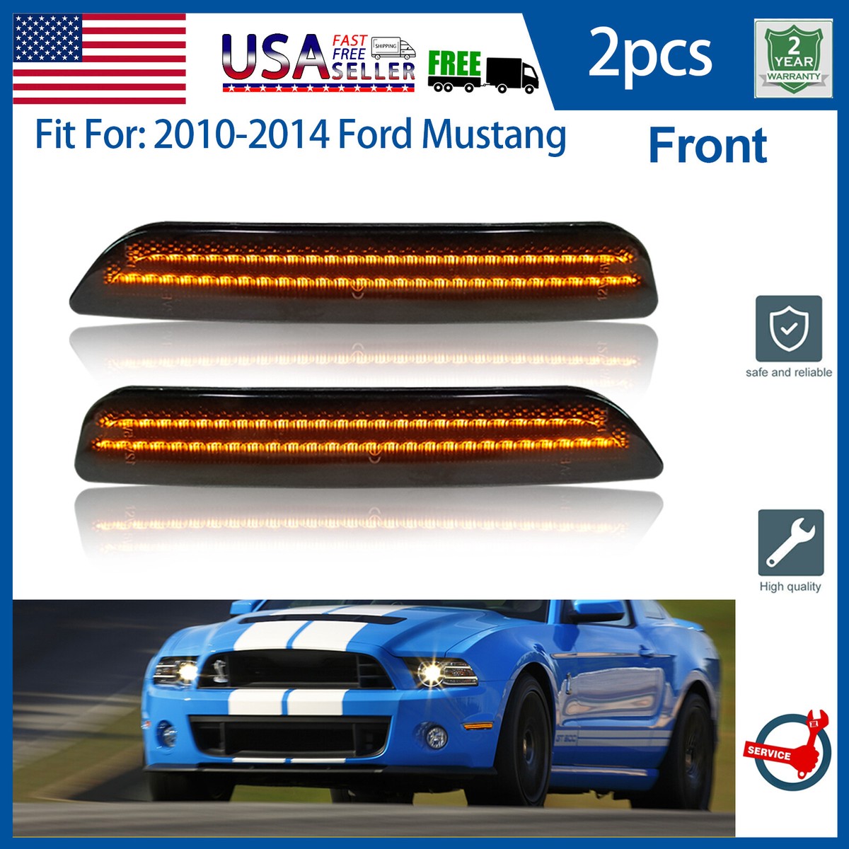 Smoke Side Marker Light for 2010-2014 Ford Mustang Lens