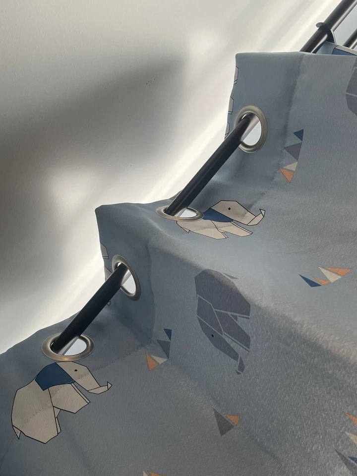 Dois painéis de 83 pol. cortinas de ilhós bebê menino azul elefante quarto escurecimento - Imagem 3 de 3