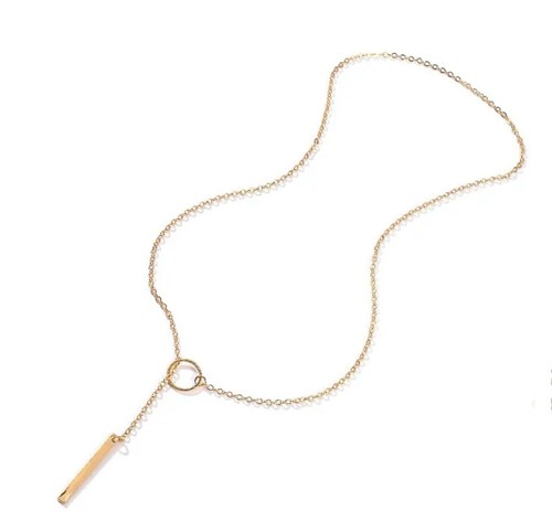1 Pc Stylish Metal Stick Pendant Golden Necklace - Picture 4 of 6