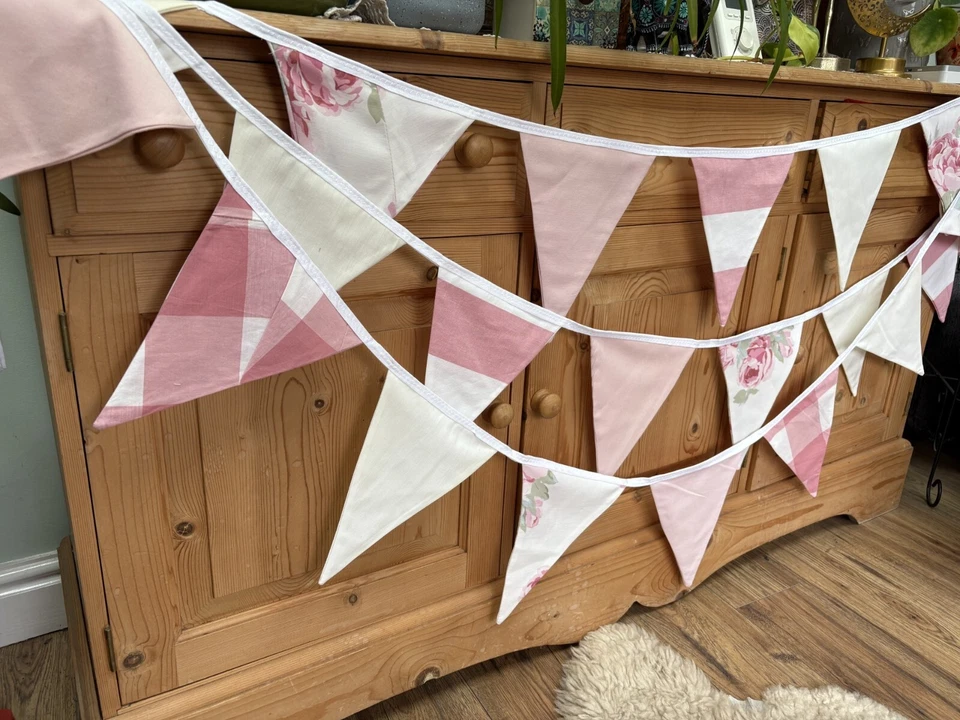 Banderín de tela de 10 m (1,60 m £) banderín rosa, banderín de rosas, banderín floral, boda Foto 4 de 4