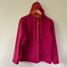 Quacker Factory Sweatshirt Womens Large Sweatshirt Zip Front Pink Rhinestones