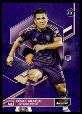 2023 Topps Finest MLS Purple RC Cesar Araujo Rookie 229/250 Orlando City SC #46