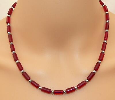 zart apart filigran Walzenkette Kette Halskette  dunkelrot rot weinrot 376