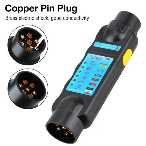 12V 7 Pin Car Trailer Towing Lights Plug&Socket Cable Wiring Circuit Tester Blk - Picture 6 of 11