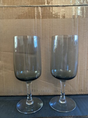Vintage Fostoria Cherish Smoke Water Ice Tea Glass Set Of 2