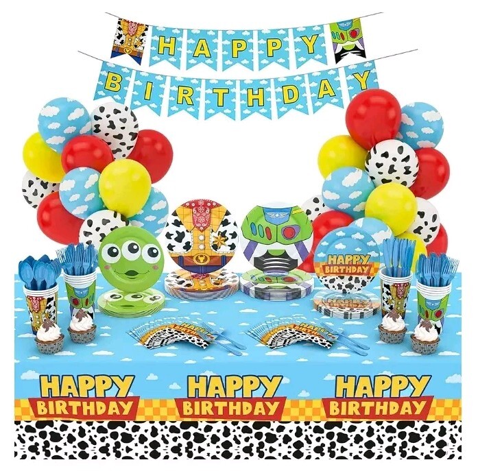 Toy Story Party 24 Tableware,Story Birthday Party Supplies Table Cover-Plates 