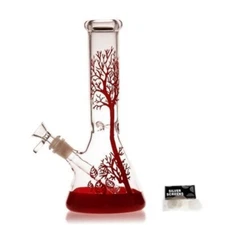 11 Inch Bongs Red Tree Glass Bong Smoking Hookah Glass Water Pipes 14mm Bowl