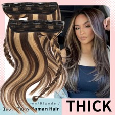 5clips One Piece Thick Real Clip In Remy Human Hair Extensions 3/4 Full Head
