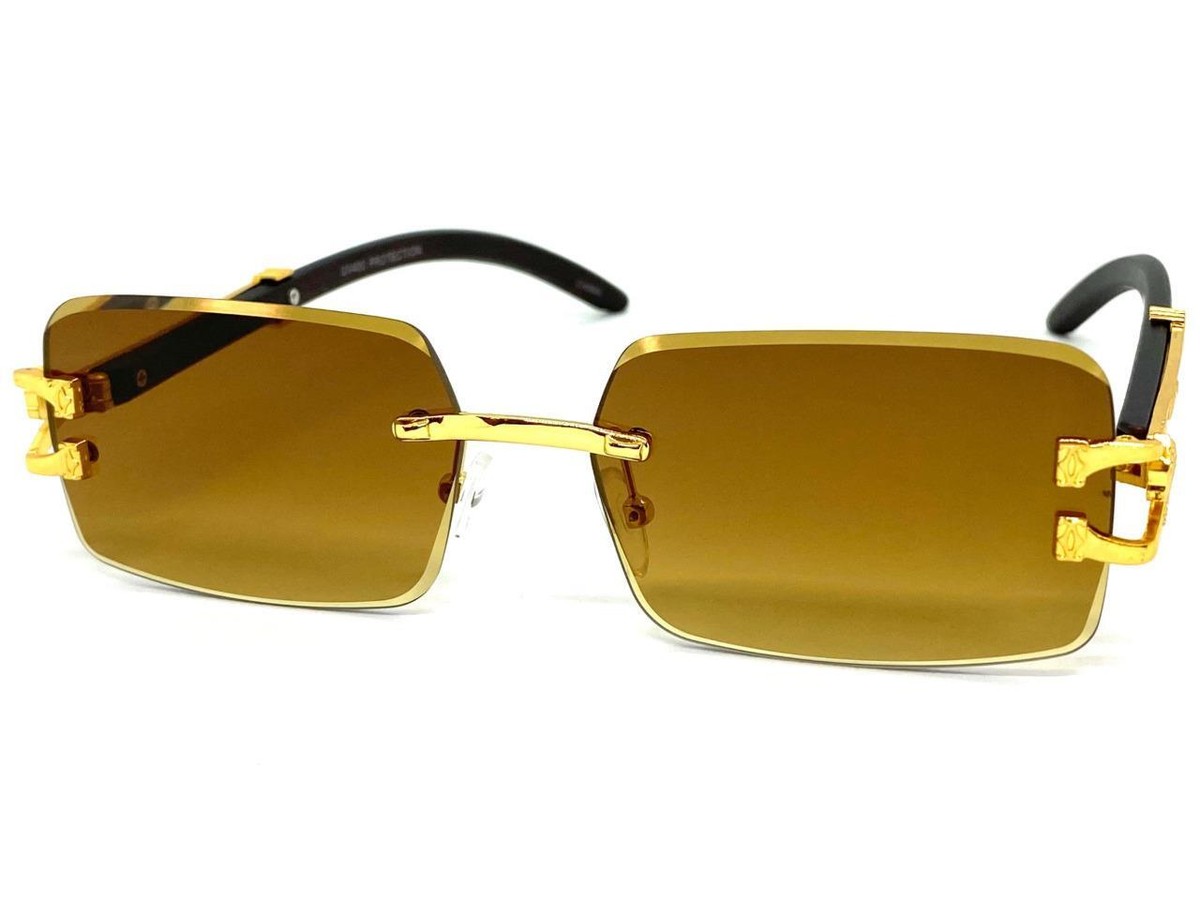 CLASSY Elegant Sophisticated Modern Retro SUN GLASSES Women Gold Rimless Frame Classy Elegant Sophisticated Modern Retro Hip Hop SUN  main image 2