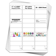 30/sheet Address Mailing Labels 1" x 2 5/8" Sheet FBA SKU Labels 30 UP Adhesive