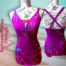 Vintage One Piece Swimsuit 1970  s Shimmer Purple Neon Bathing Suit, Small