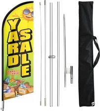 Yard Sale Feather Flag Pole Kit and Ground Stake, 11FT Advertising Yellow 